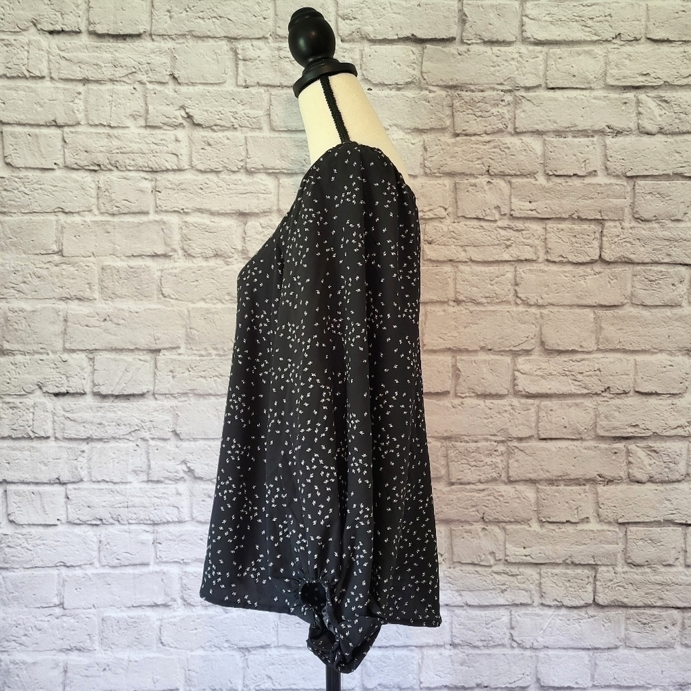 Target A New Day black white floral print long sleeve square neckline top sz XL - Picture 7 of 10